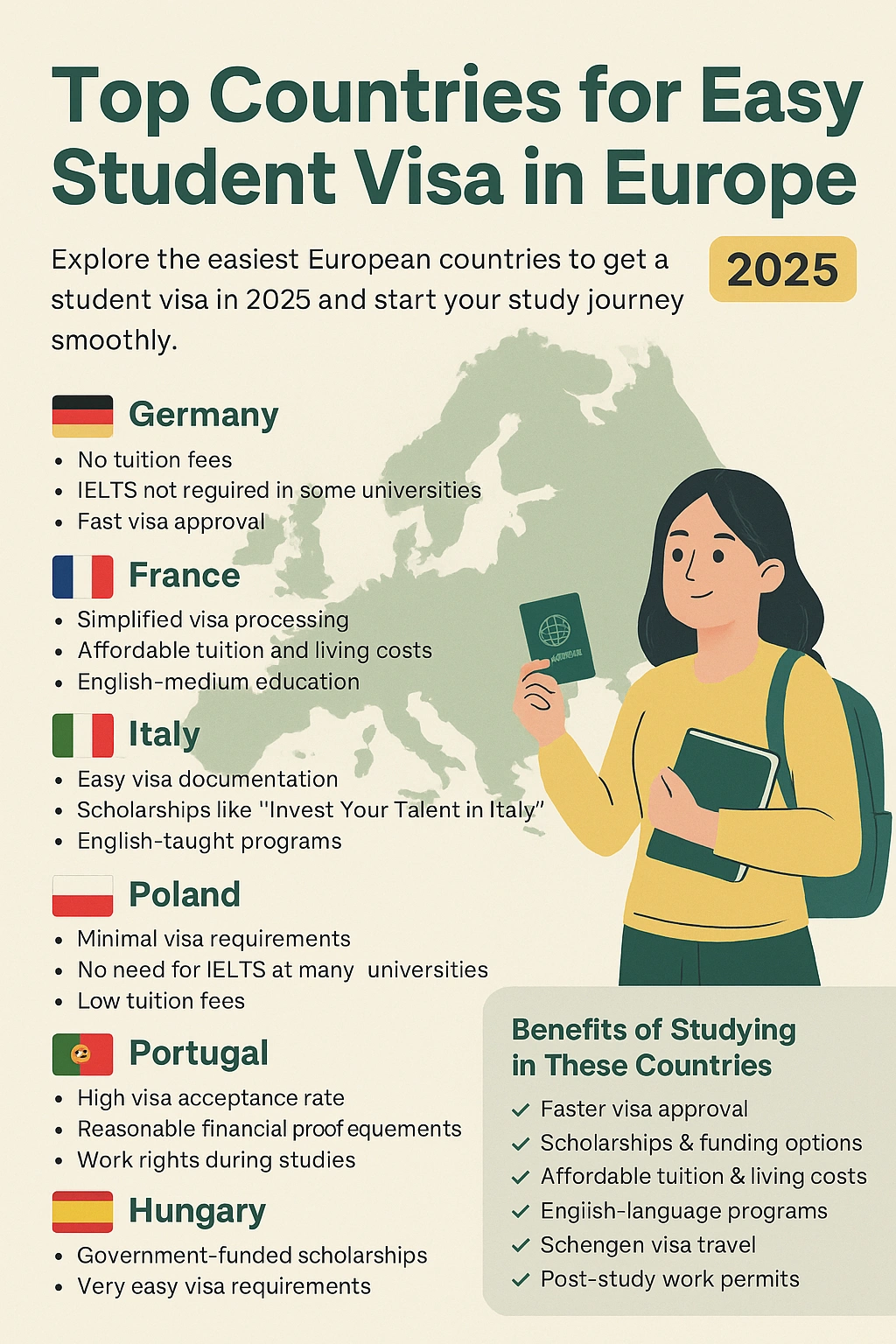 Top Countries for Easy Student Visa in Europe