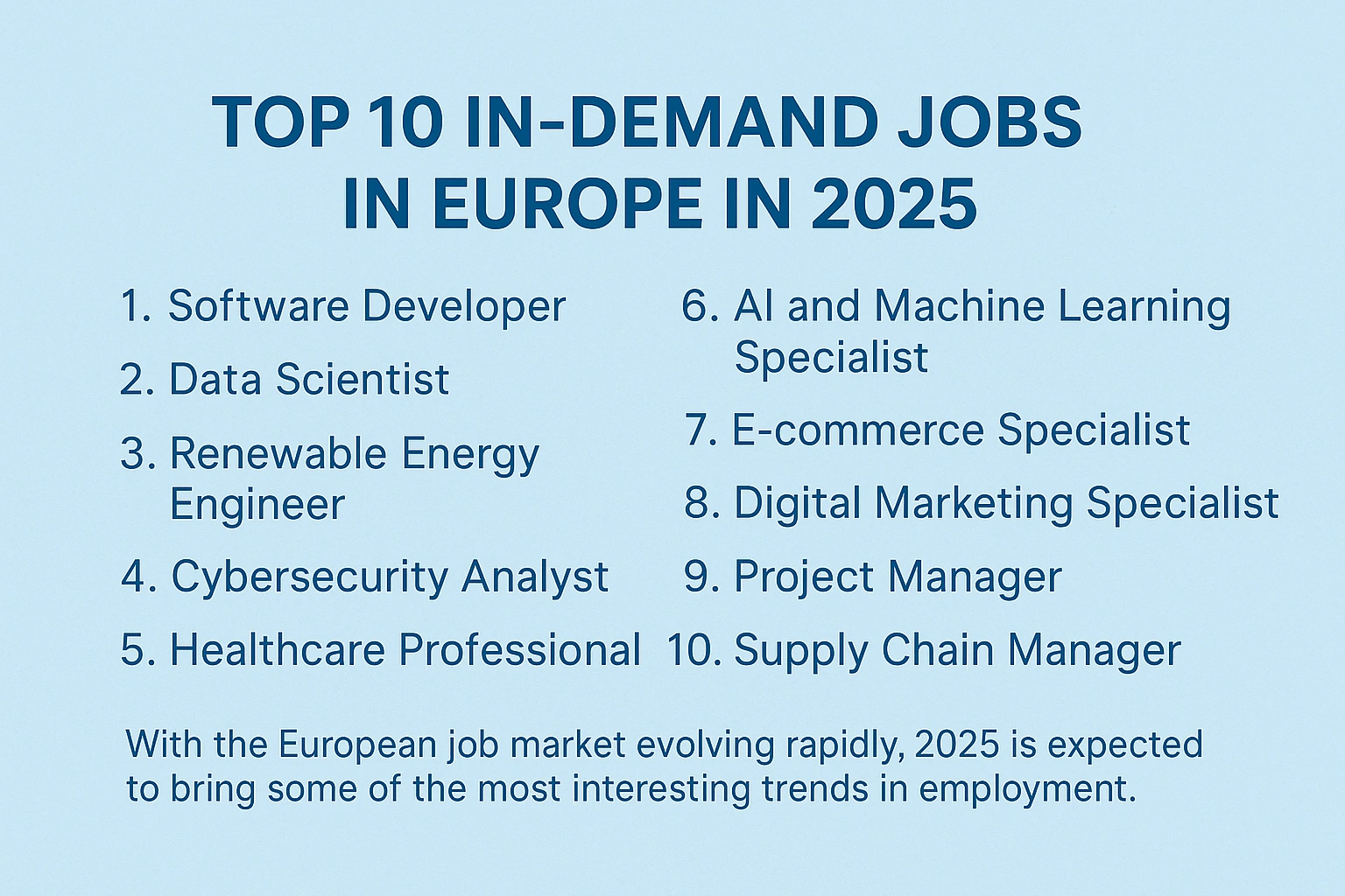 Top 10 in-demand jobs in Europe in 2025
